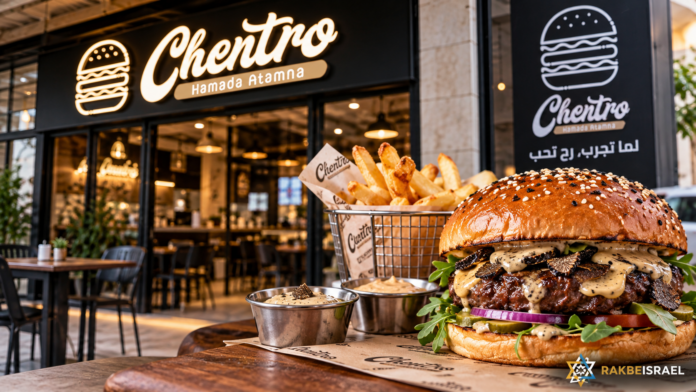 Burger gourmet devant le restaurant Chentro